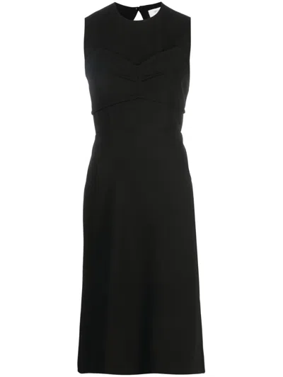 Sportmax Max Mara  Black Polyester Stretch Fabric Midi Dress