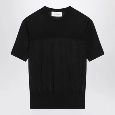 SPORTMAX MAX MARA SPORTMAX  BLACK T-SHIRT IN VISCOSE AND WOOL