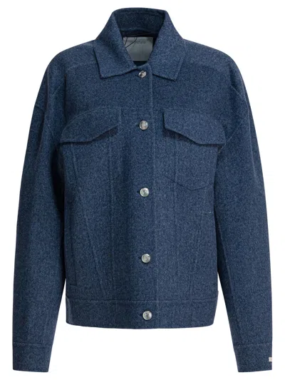 Sportmax Wool Overshirt Jacket Jackets And Coats Blue