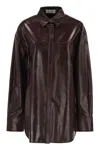 Sportmax Borel Oversized Nappa Leather Shirt In Brown
