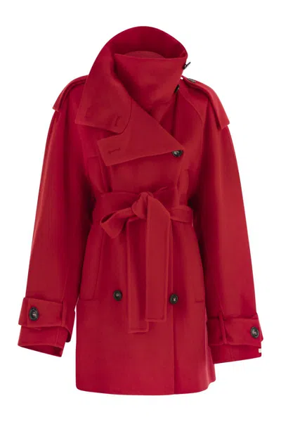 Sportmax Max Mara  Bouquet1234 - Short Wool Trench Coat In Red
