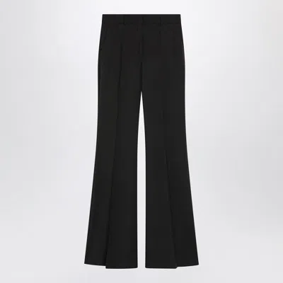 Sportmax Max Mara   Brown Flared Trousers In Stretch Wool In Black
