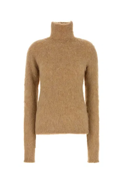 Sportmax Max Mara  Camel Stretch Alpaca Blend Elgar Sweater In Brown