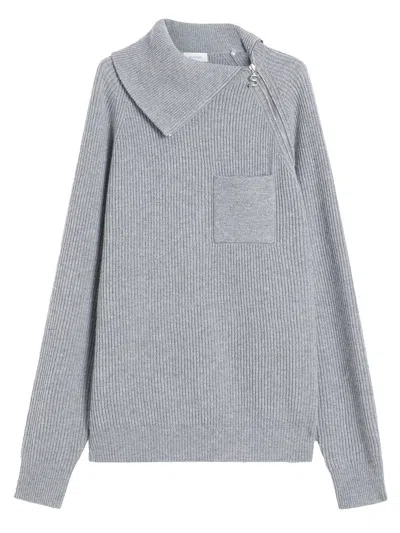 Sportmax Max Mara  Cashmere Blend Sweater With Zip In Gray