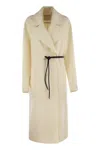 Sportmax Wool Dressing Gown Coat With Belted Waist In Gray