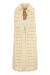 Sportmax Viscose Blend Crochet Dress With Scalloped Hem In Neutral