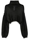 Sportmax Women's Cropped Cotton Sweater In Black