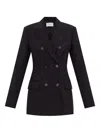 Sportmax Black Slim Double-breasted Jacket Wth Rhinestone Detail In Stretch Polyamide Woman In Black