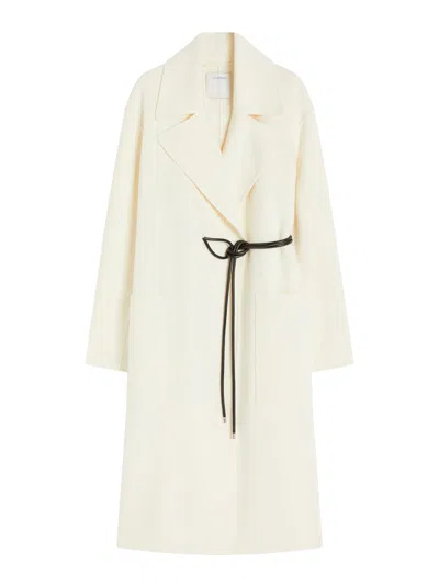 Sportmax Asymmetrical Wrap-style Long Coat In Soft Double Wool In Neutral