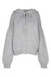 Sportmax Knitwear With Drawstring Hood And Ribbed Texture In Gray