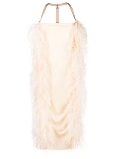 Sportmax Max Mara  Feathered Dress In Neutral