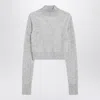 Sportmax Cropped Cashmere Sweater With Ribbed Cuffs And Hem In Gray