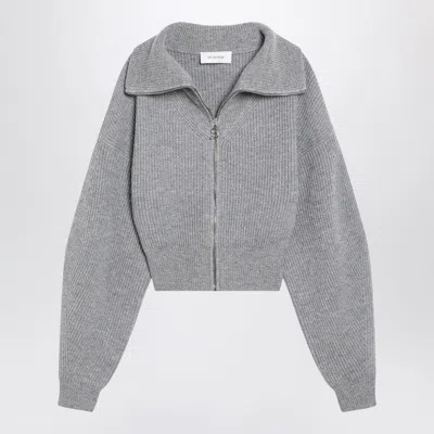 SPORTMAX MAX MARA SPORTMAX  GREY ZIP-UP CARDIGAN IN WOOL AND CASHMERE