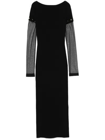 Sportmax Long Dress In Stretch Viscose In Black