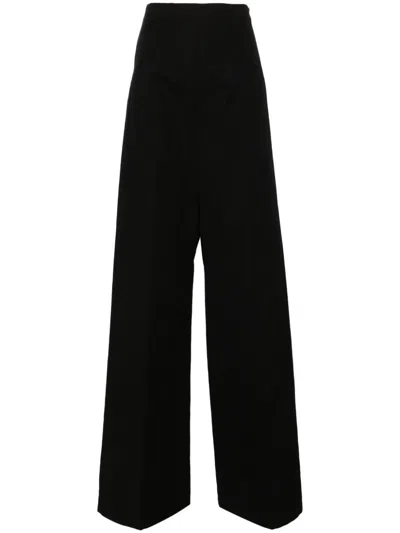Sportmax Max Mara  Linen And Cotton Blend Trousers In Black