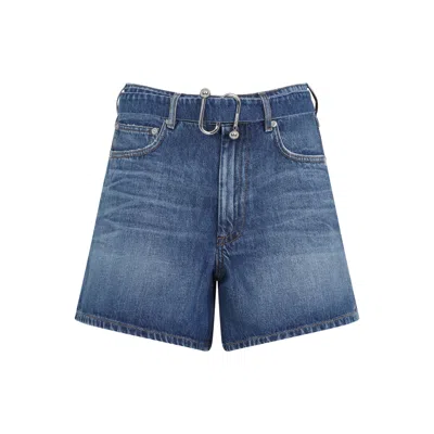 Sportmax Fiesta Denim Shorts Belt Loops Pockets In Blue