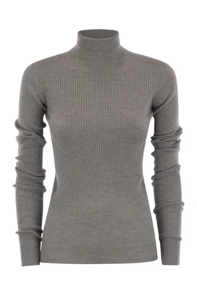 Sportmax Max Mara  Niagara - Wool Turtleneck Jumper In Gray