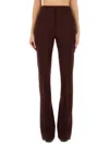 Sportmax Febe Flared Trousers In Stretch Wool Twill In Brown