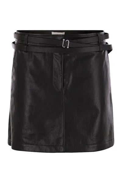 Sportmax Max Mara  Patto - Short Leather Skirt In Black