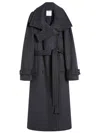 Sportmax Tailored Wool Coat Cinched Belt In Black
