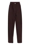 Sportmax Wide-leg Stretch Wool Trousers With Double Belt Detail In Burgundy