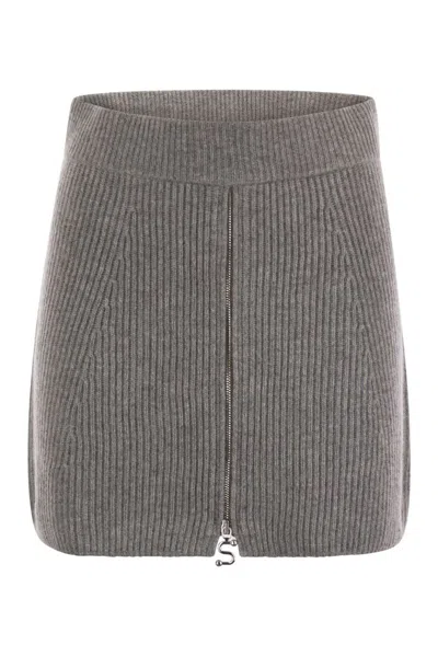 Sportmax Refolo - Wool And Cashmere Skirt In Gray