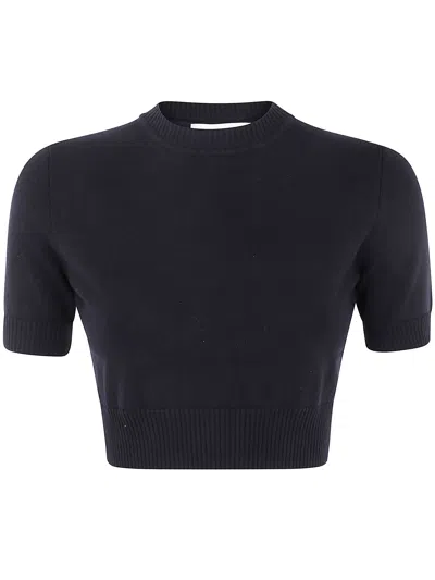 Sportmax Max Mara  Round Neck Short Sleeves Woven "bettina" T-shirt In Black