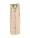 Sportmax Max Mara  Safari-style Sleeveless Dress In Beige Silk In Beige