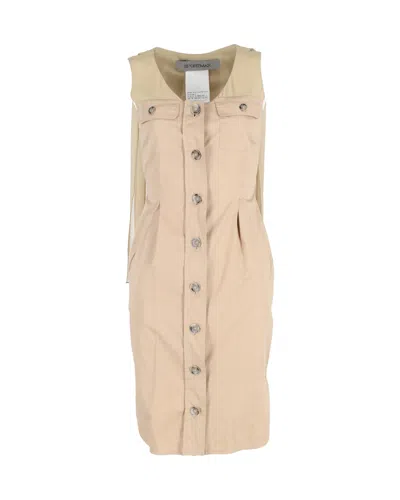 Sportmax Max Mara  Safari-style Sleeveless Dress In Beige Silk