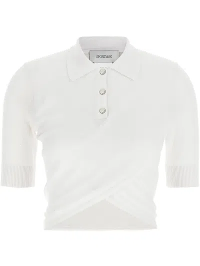 Sportmax Max Mara  Shaker Cropped Polo Shirt In White