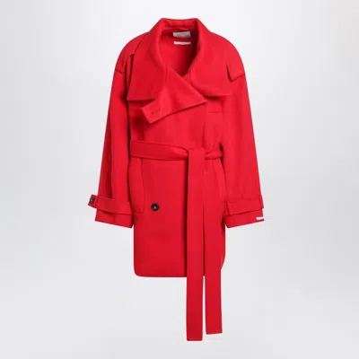 Sportmax Max Mara  Short Red Wool Trench Coat