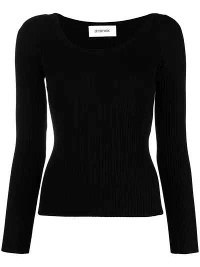 Sportmax Max Mara  Slim Ribbed Black Sweater