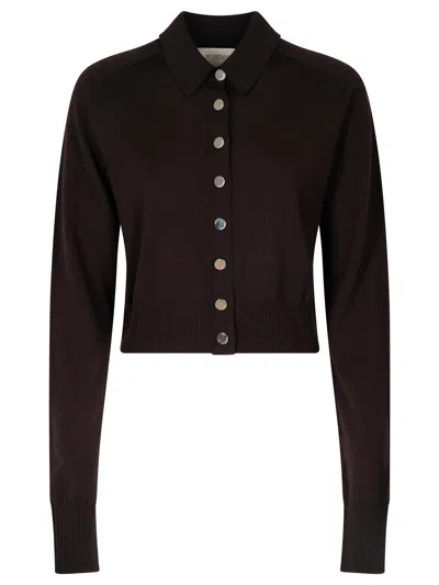 Sportmax Max Mara  Soft Fit Wool Cropped Cardigan In Brown