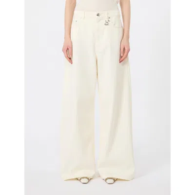Sportmax Max Mara  Spdsiamese - Wide-leg Cotton Denim Jeans With Signature Metal Detail In Neutral