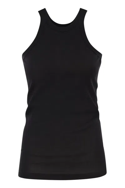 Sportmax Max Mara  Black Cotton Silk Elastane Cotton And Silk Tank Top