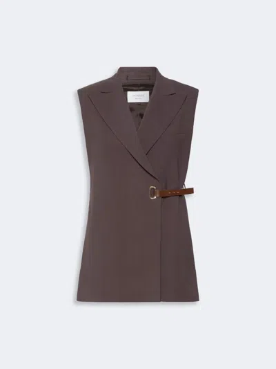 Sportmax Max Mara  Spxgettone Sleeveless Blazer Chocolate In Brown