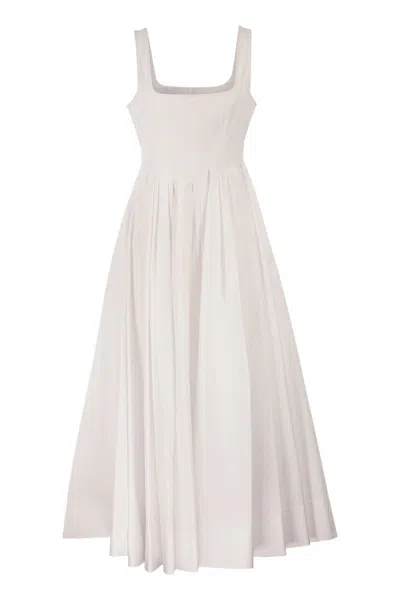 Sportmax Max Mara  Spxgiro – Structured Cotton Midi Dress With Full Skirt In White