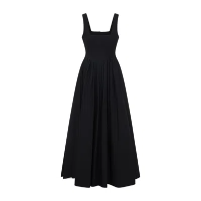 Sportmax Giro Midi Dress Square Neck Flared Skirt In Black