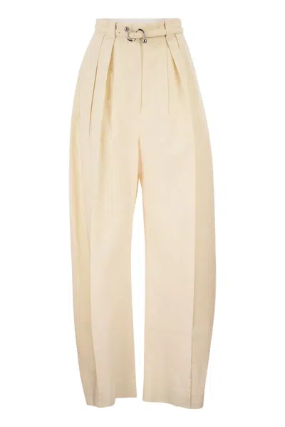 Sportmax Max Mara  Spxidoneo – Wide Leg Cotton Trousers With Integrated Belt In Neutral