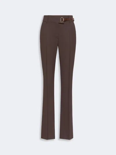 Sportmax Belted Pressed-crease Trousers In Brown