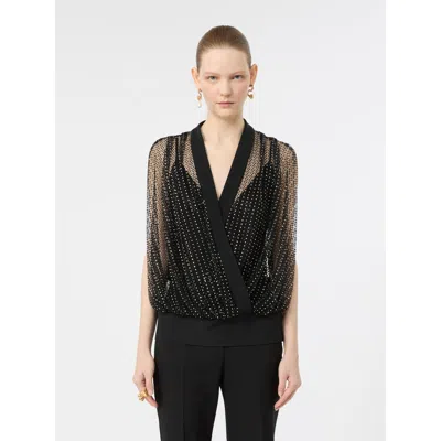Sportmax Spxtaro Crystal-embellished Top In Black