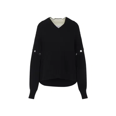 Sportmax Max Mara  Tay V Neck Snap Sweater In Blue