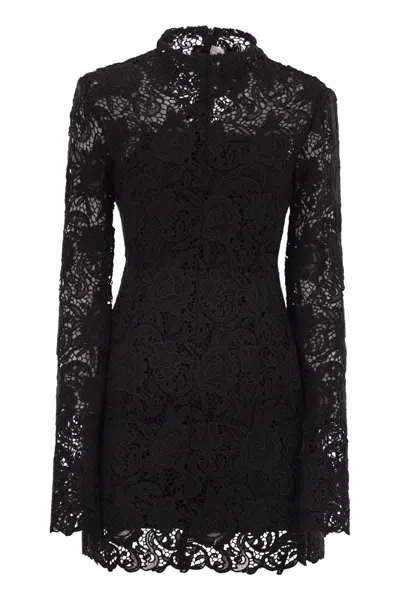 Sportmax Max Mara  Tefrite05 - Short Floral Macramé Dress In Black