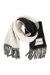 Sportmax Tenue Two Colour Scarf With Fringes In Black