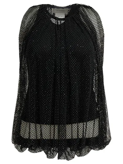 Sportmax Embellished Mesh And Jersey Top In Black