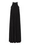 Sportmax Verdier Fluid Plisse Long Dress In Black