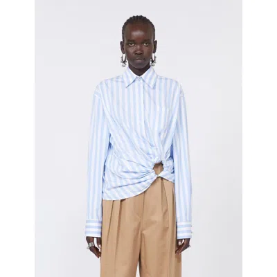 Sportmax Palmizi Striped Knotted Shirt In Blue