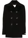 Sportmax Wool Double-breasted Coat With Structured Silhouette In Black