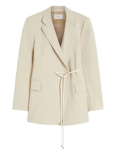 Sportmax Beige Belted Blazer In White