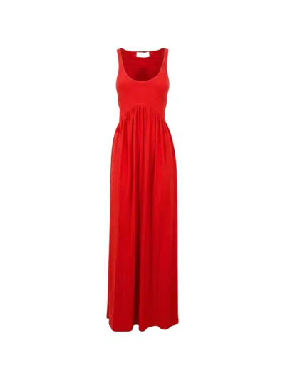 Sportmax Maxi Cut-out Gathered Dress In Red